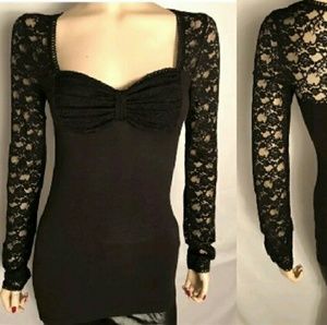 NWOT free people sexy black low cut lace top